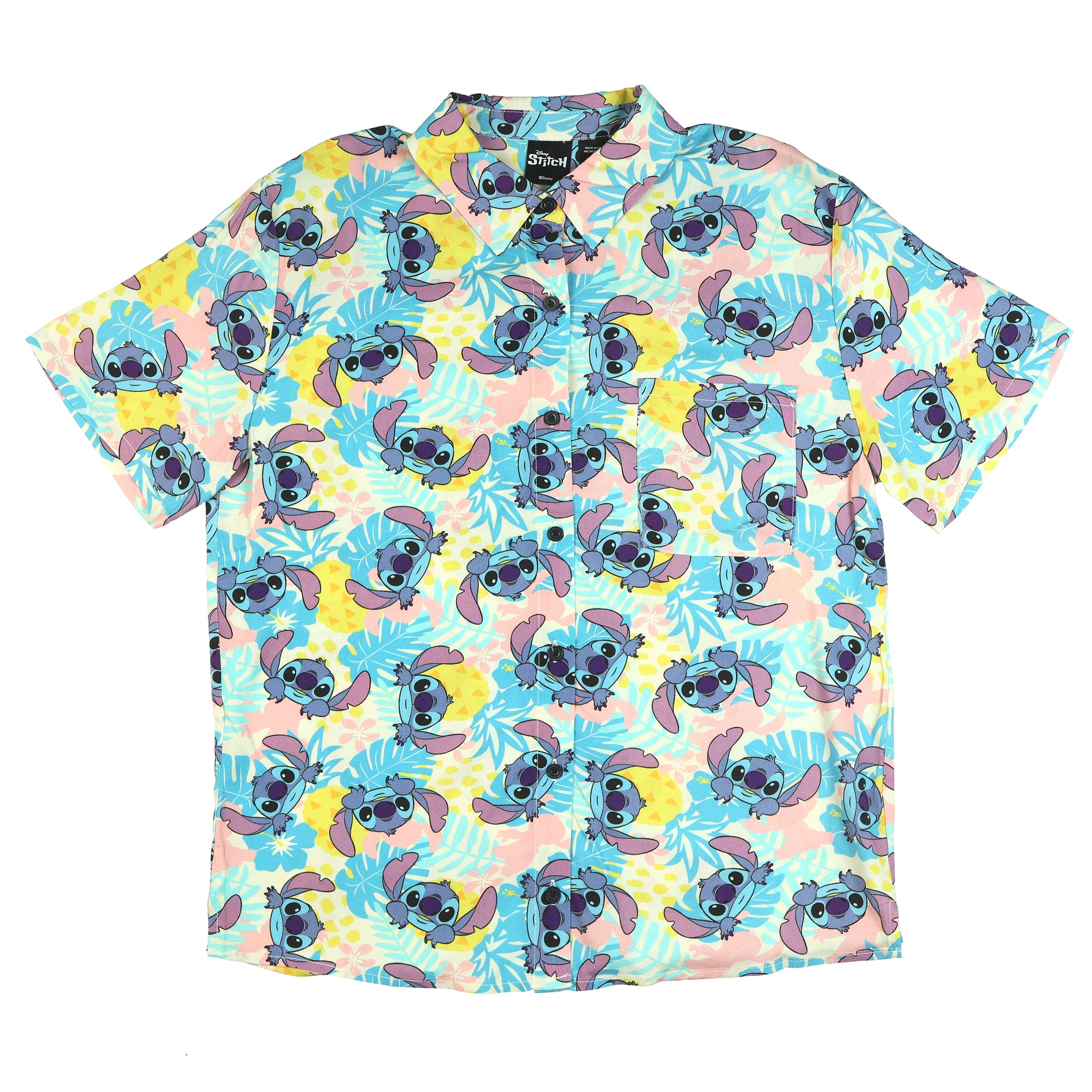 Disney Lilo and Stitch Hawaiian Shirt Junior Women's Tropical Button Up Top