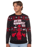 Marvel Deadpool Men's On The Naughty List Pullover Crewneck Sweater
