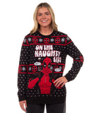 Marvel Deadpool Men's On The Naughty List Pullover Crewneck Sweater