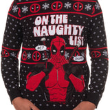 Marvel Deadpool Men's On The Naughty List Pullover Crewneck Sweater