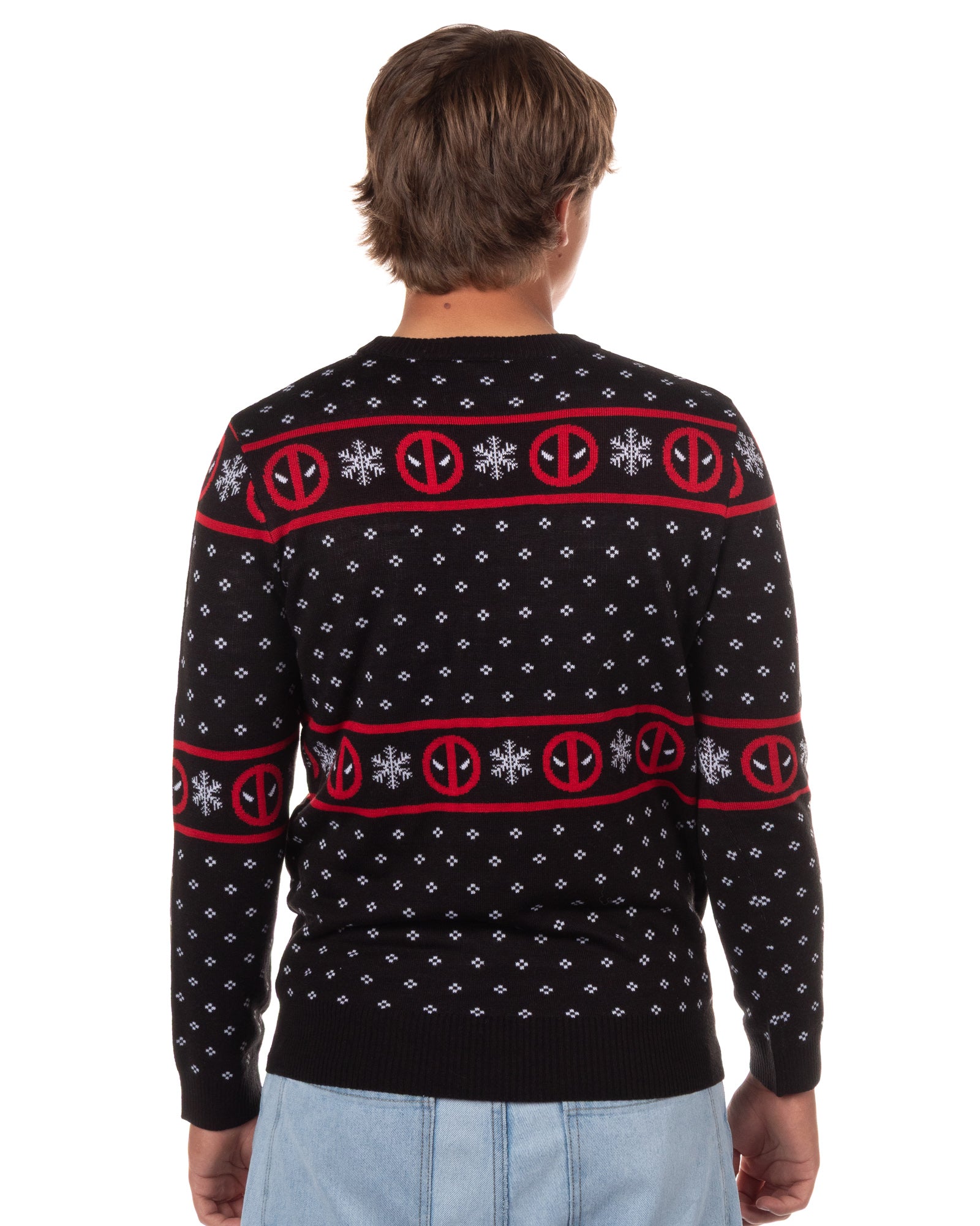Marvel Deadpool Men's On The Naughty List Pullover Crewneck Sweater