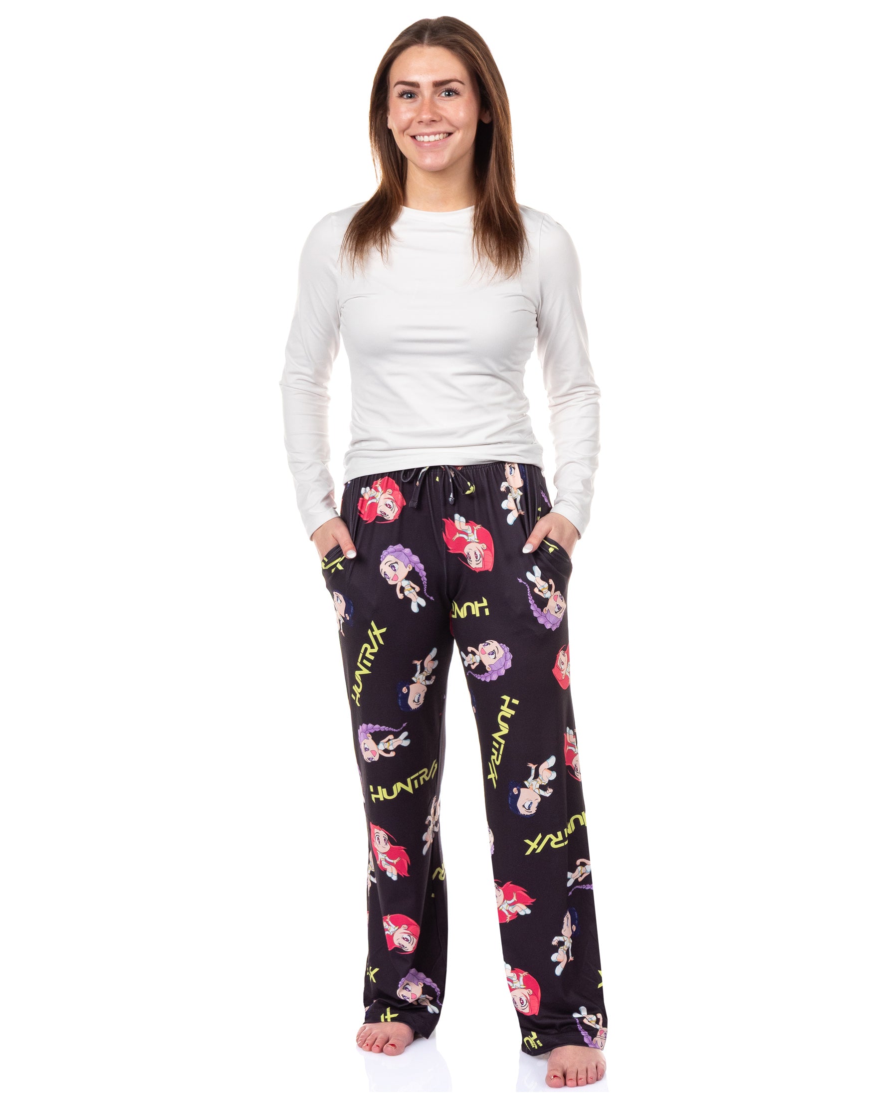 K-Pop Demon Hunters Pajama Pants HUNTR/X Chibi Toss Women's Loungewear