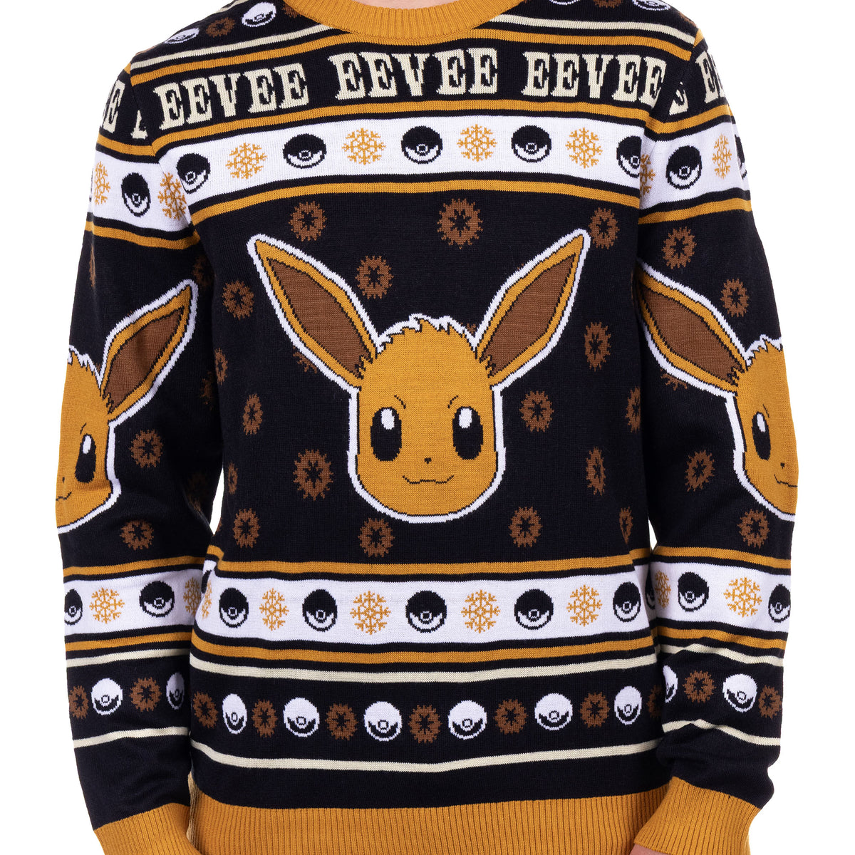 Pokemon Ugly Christmas Sweater Adult Eevee Knit Crewneck Pullover