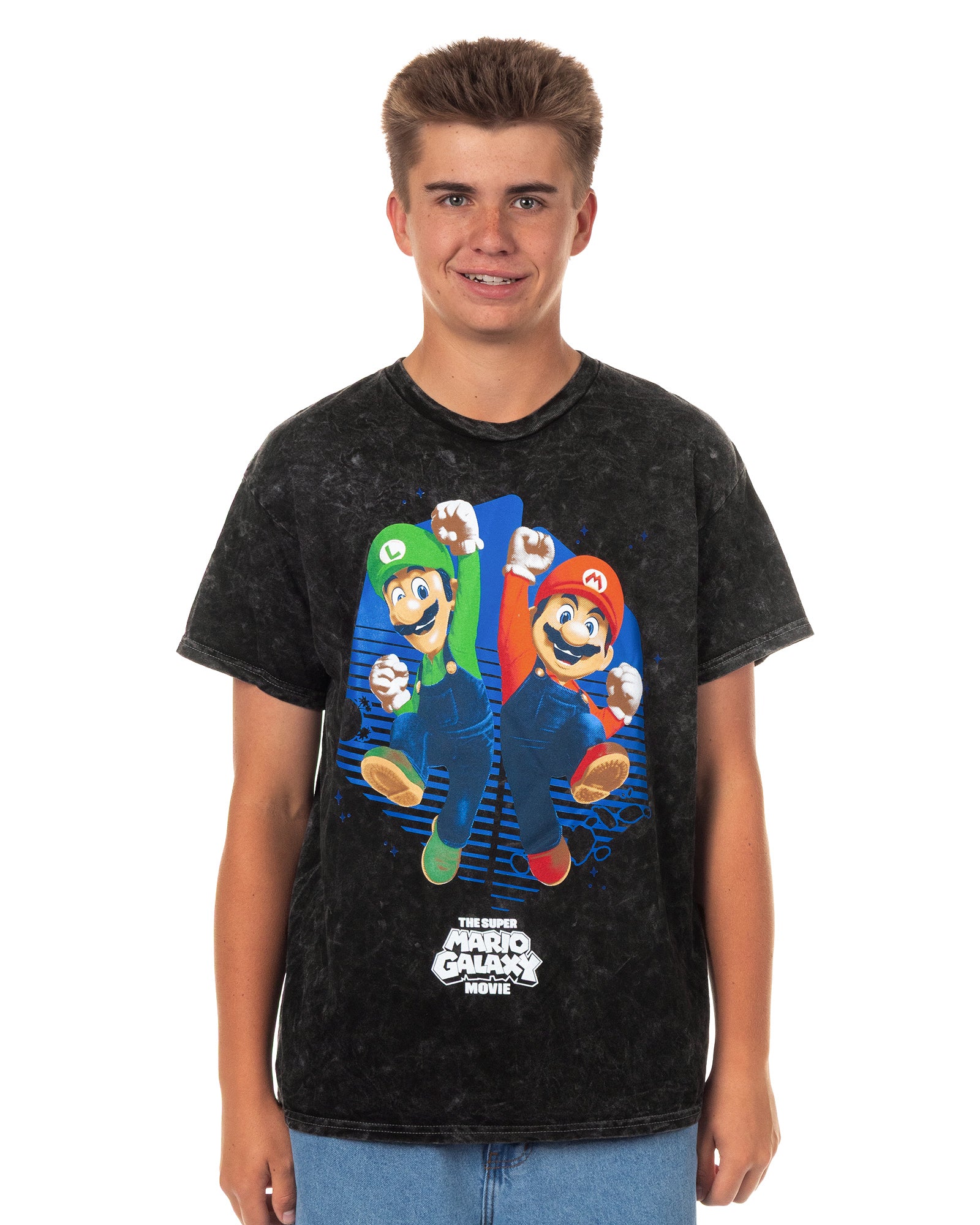The Super Mario Galaxy Movie T-Shirt Men's Mineral Wash Short Sleeve Tee