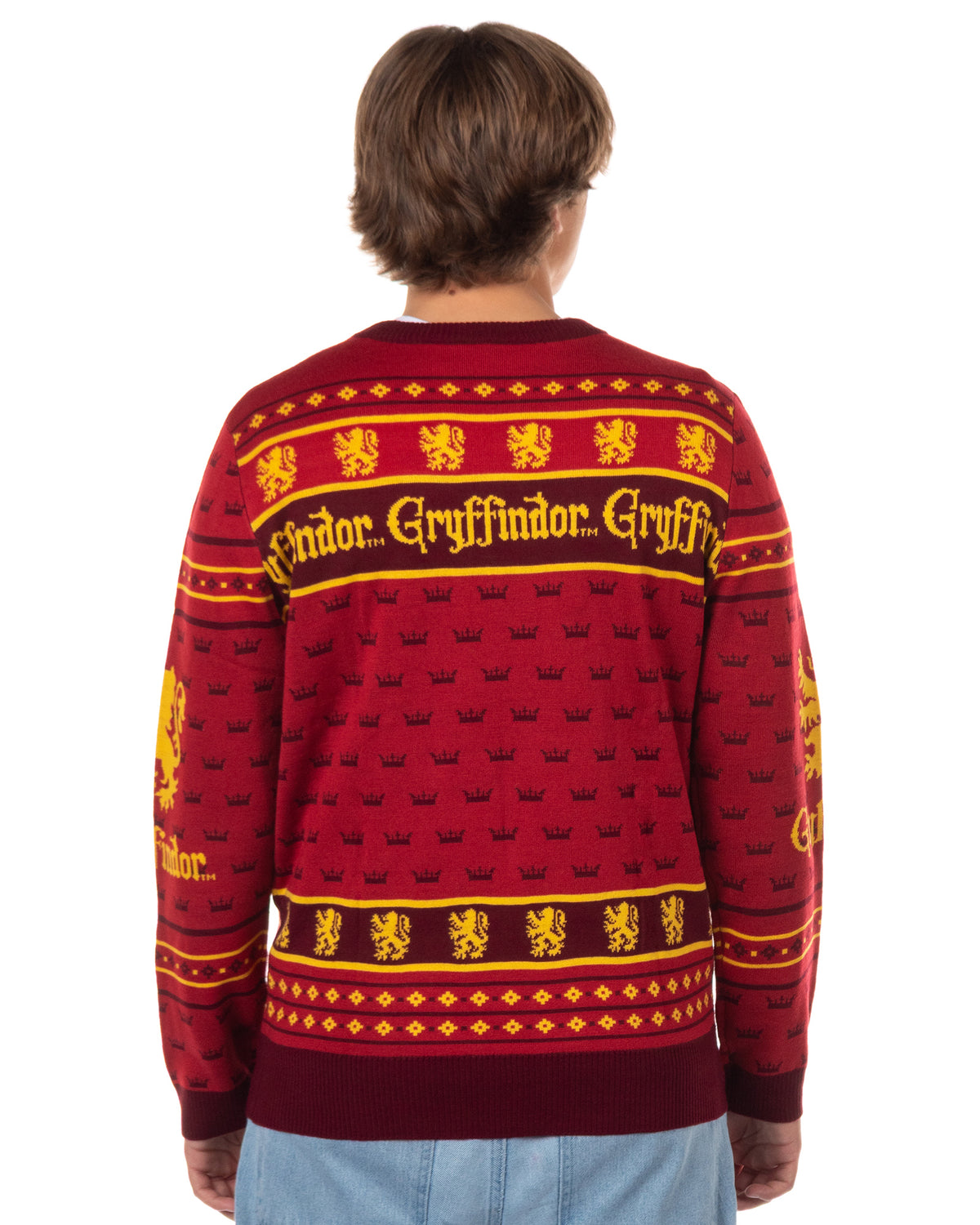 Harry Potter Sweater Men's Hogwarts House Crests Logo Ugly Sweater for Christmas