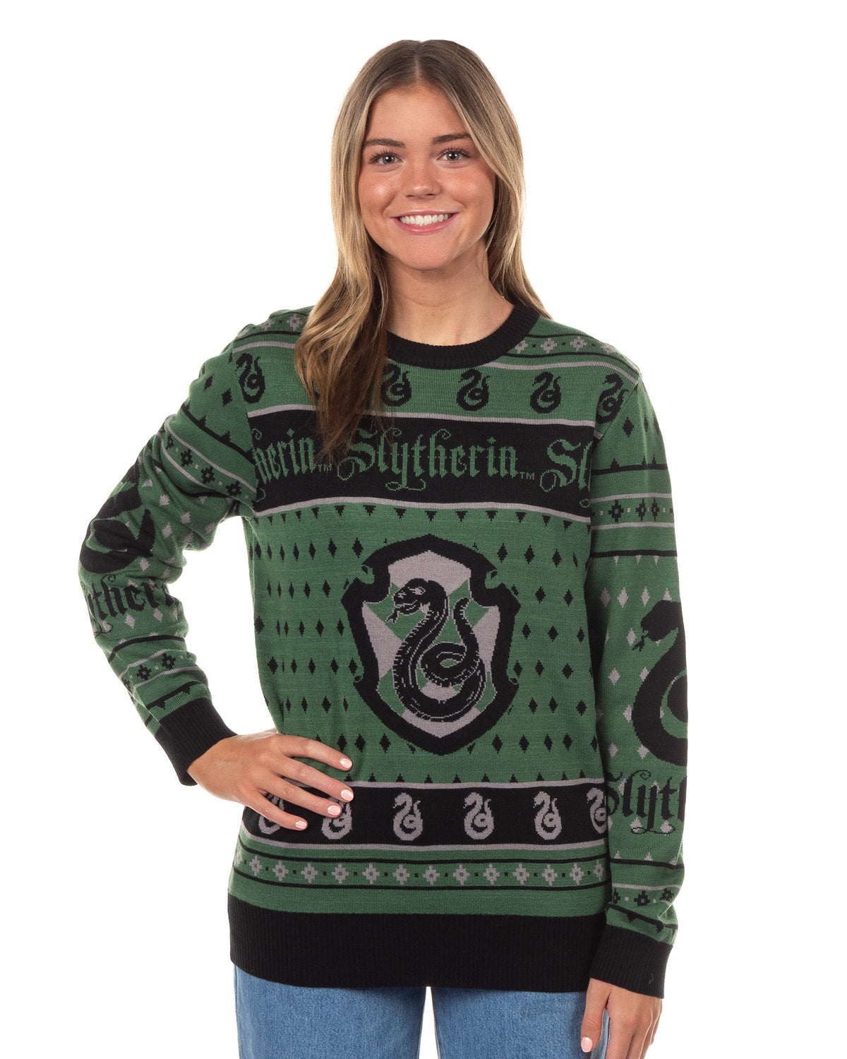 Harry Potter Sweater Men's Hogwarts House Crests Logo Ugly Sweater for Christmas
