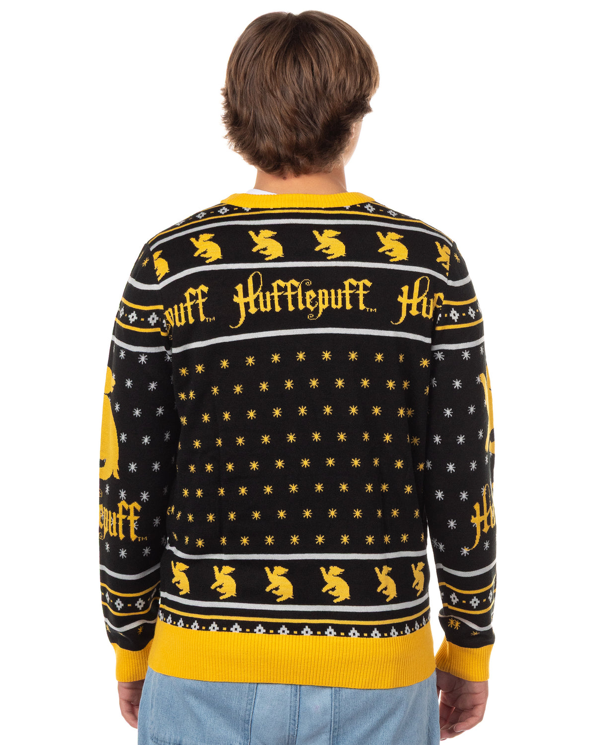 Harry Potter Sweater Men's Hogwarts House Crests Logo Ugly Sweater for Christmas