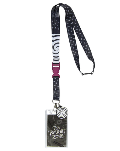 The Twilight Zone ID Lanyard Badge Holder w Hypnotic Spiral Rubber Pendant