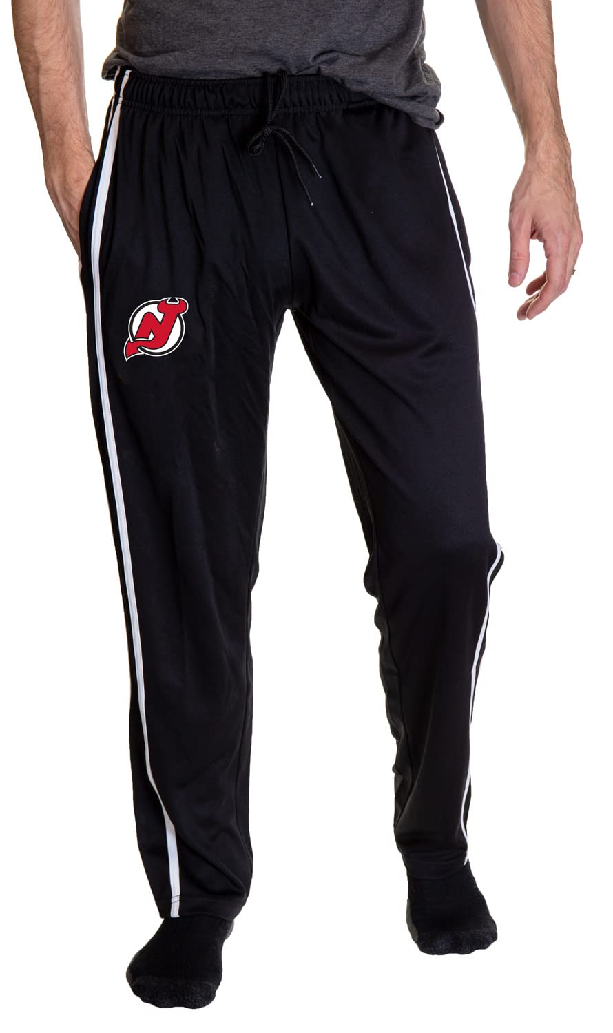 NHL Men's Open Bottom Striped Training Lounge Pants with Pockets