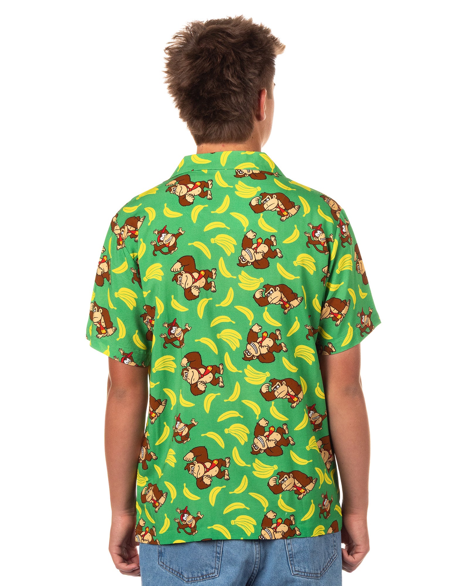Nintendo Donkey Kong Hawaiian Shirt Men's Button Up Woven Top