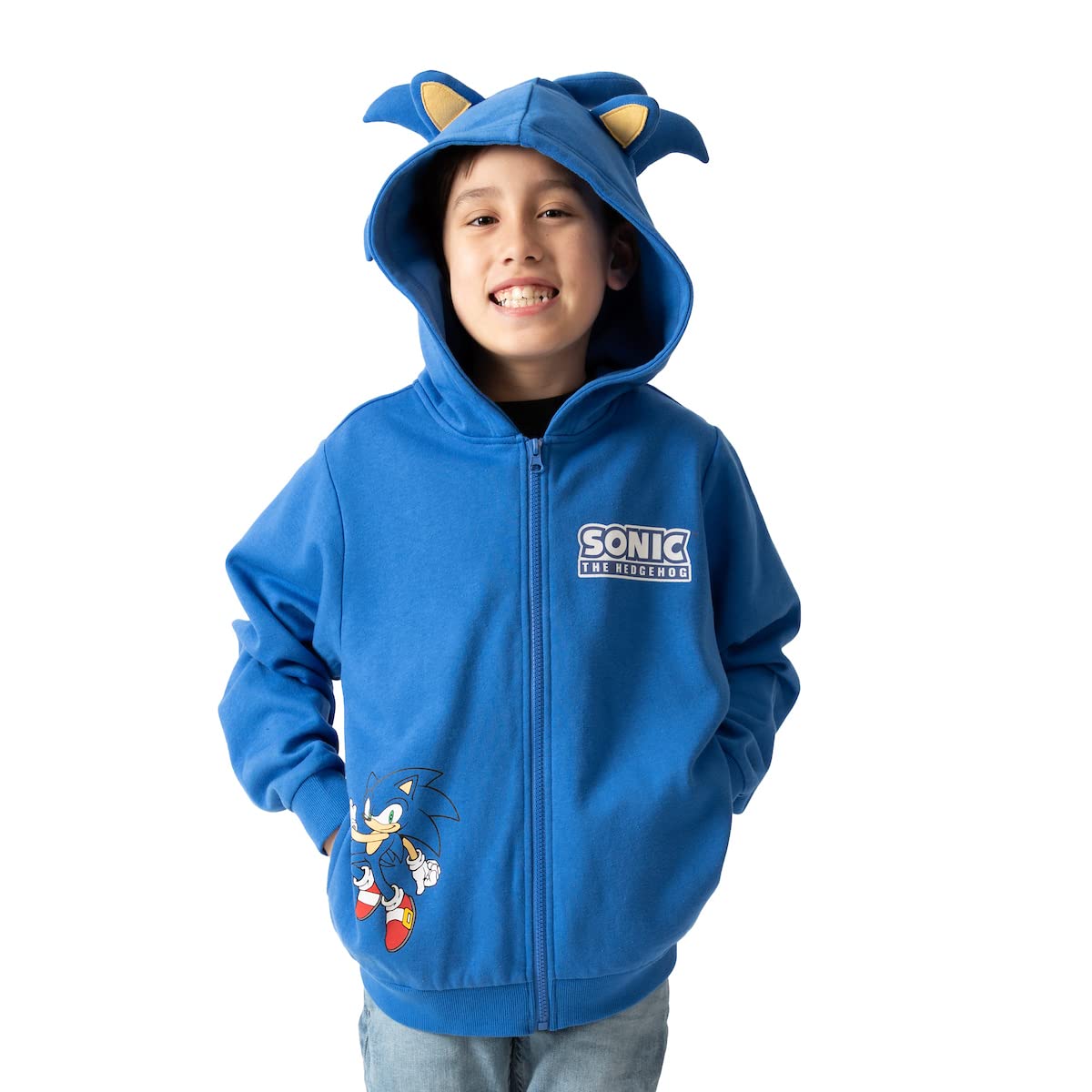 Sonic The Hedgehog Hoodie Boy's 3D Ears and Quills Zip Up Sweatshirt