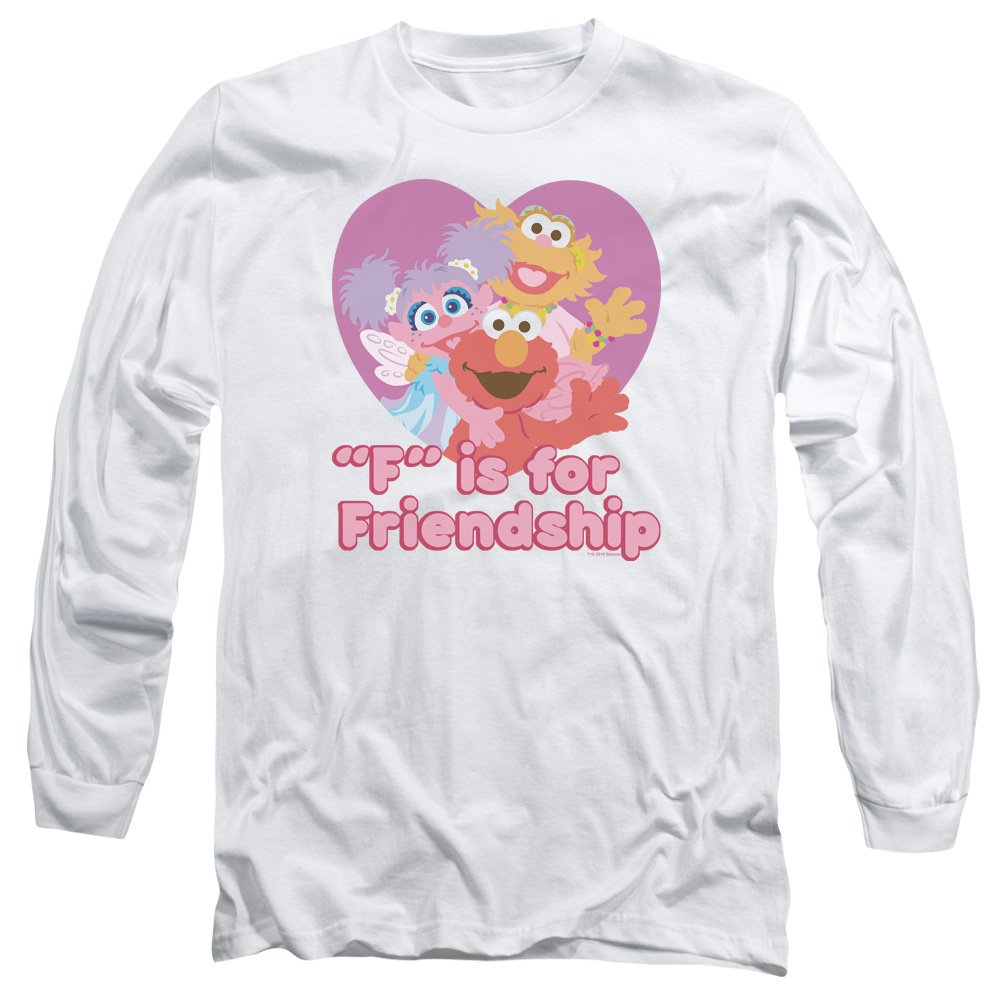 Sesame Street Friendship Mens Long Sleeve Shirt (White, Large)
