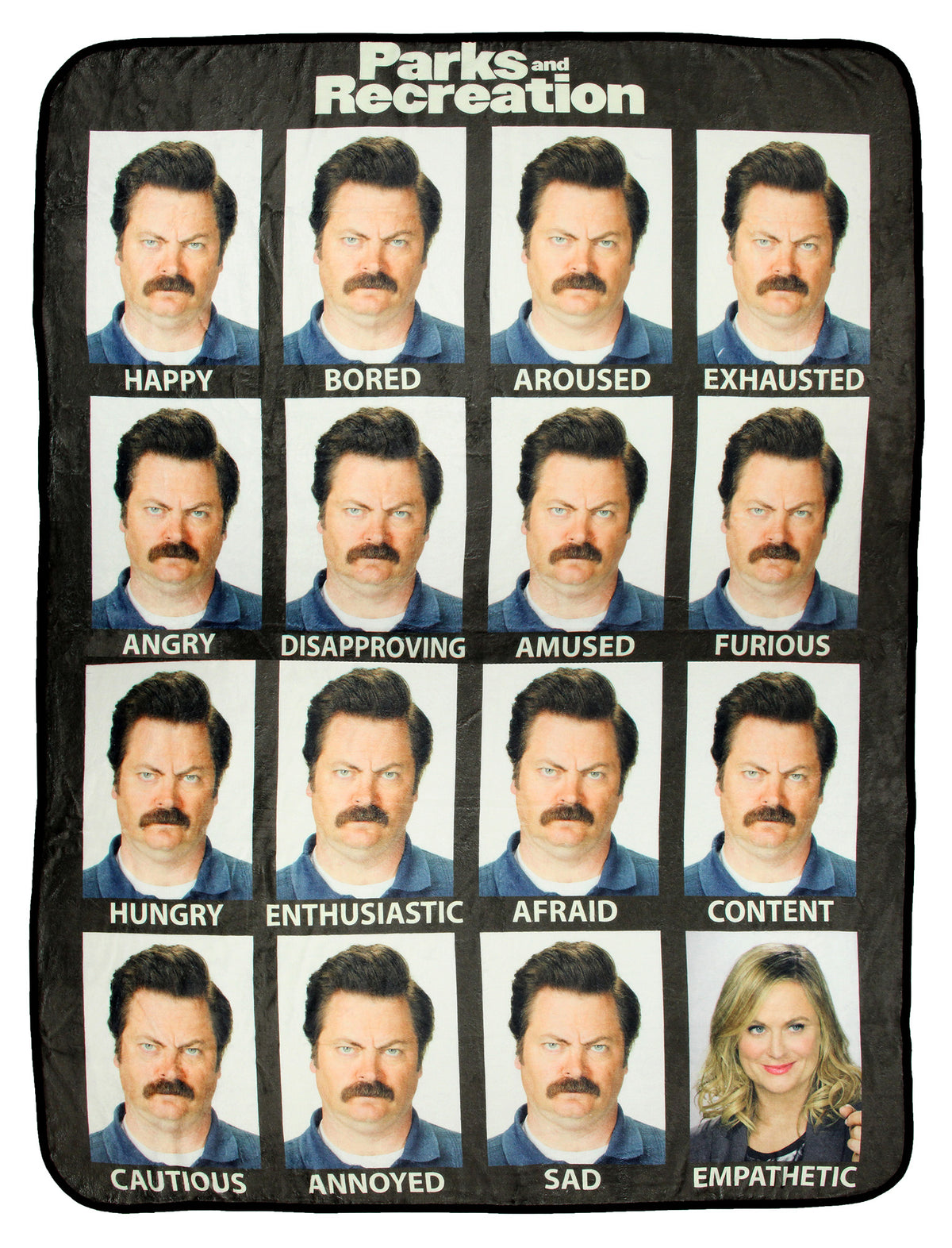 Parks And Recreation Moods and Faces Of Super Soft Fleece Throw Blanket
