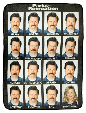 Parks And Recreation Moods and Faces Of Super Soft Fleece Throw Blanket