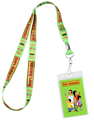 Bob's Burgers Logo and Cheeseburger Anatomy Lanyard Clear ID Badge Holder
