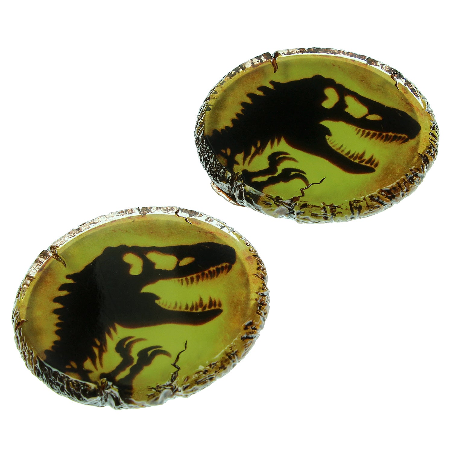 Jurassic Park T-Rex Amber Resin Drink Coaster Set of 2