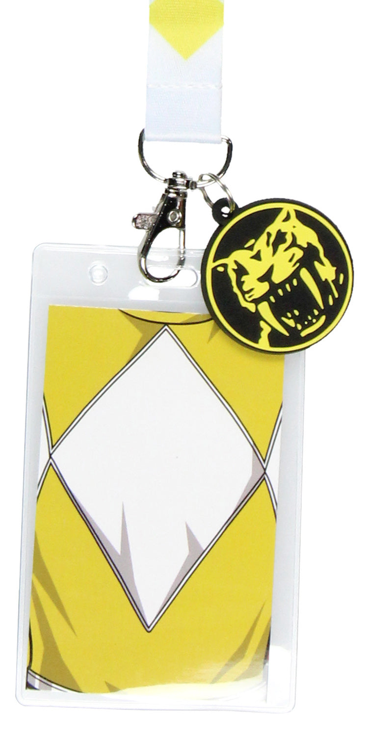 Power Rangers Yellow Ranger ID Lanyard Badge Holder Saber-Toothed Tiger Pendant