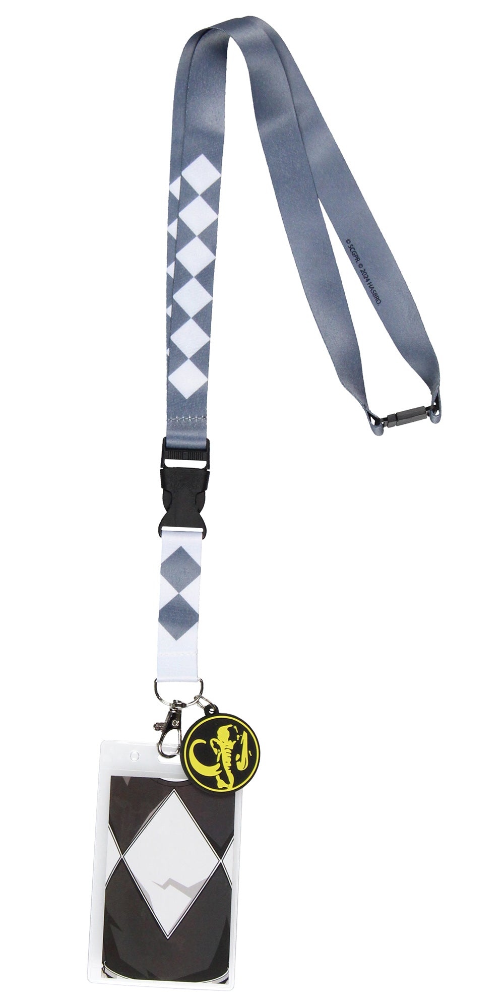 Power Rangers Black Ranger ID Lanyard Badge Holder w Mastodon Rubber Pendant