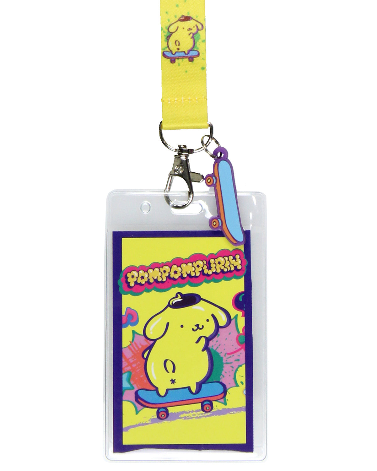Pompompurin ID Lanyard Badge Holder with 2" Skateboard Pendant