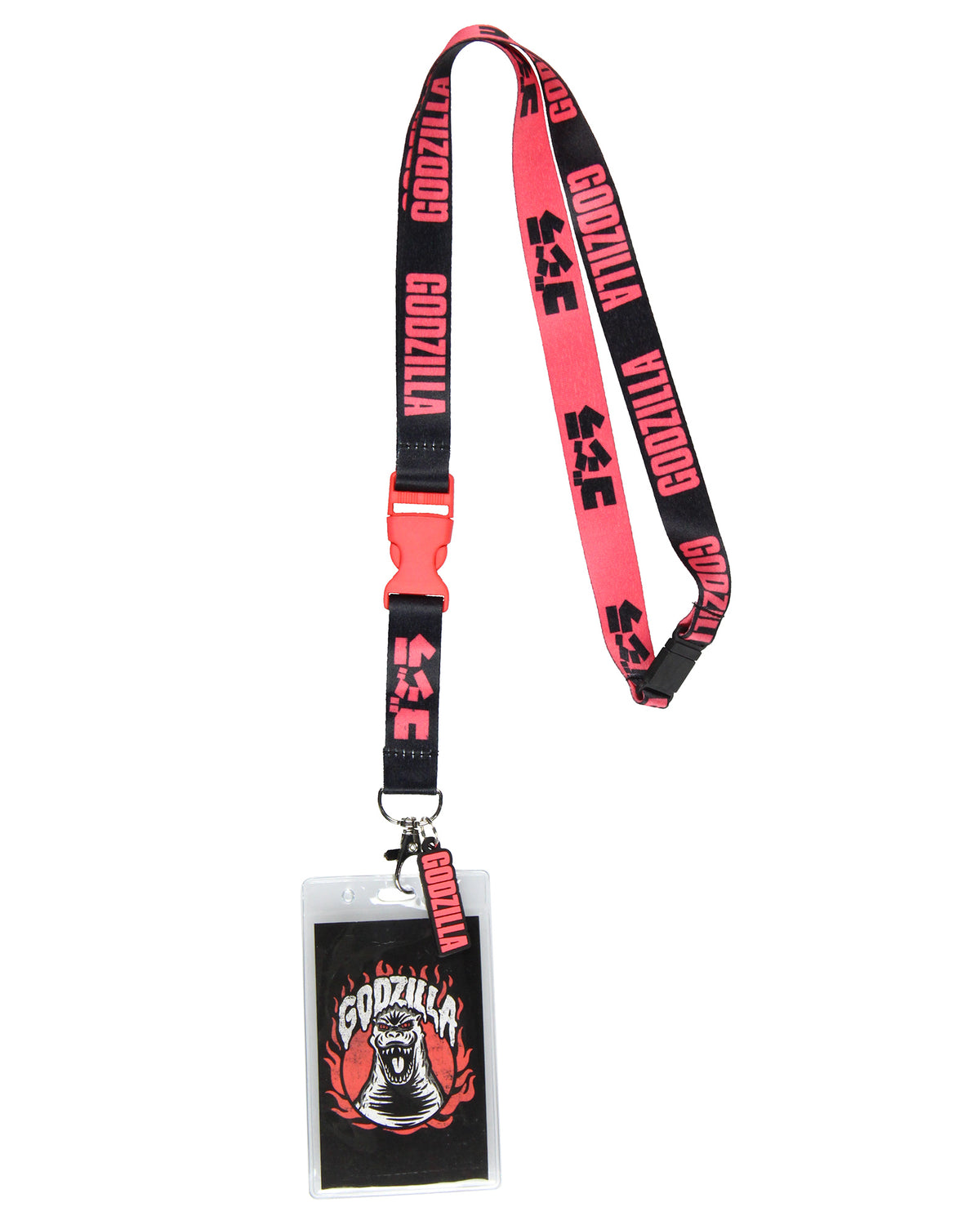 Godzilla Kaiju Gojira ID Reversible Lanyard Badge Holder w Godzilla Charm