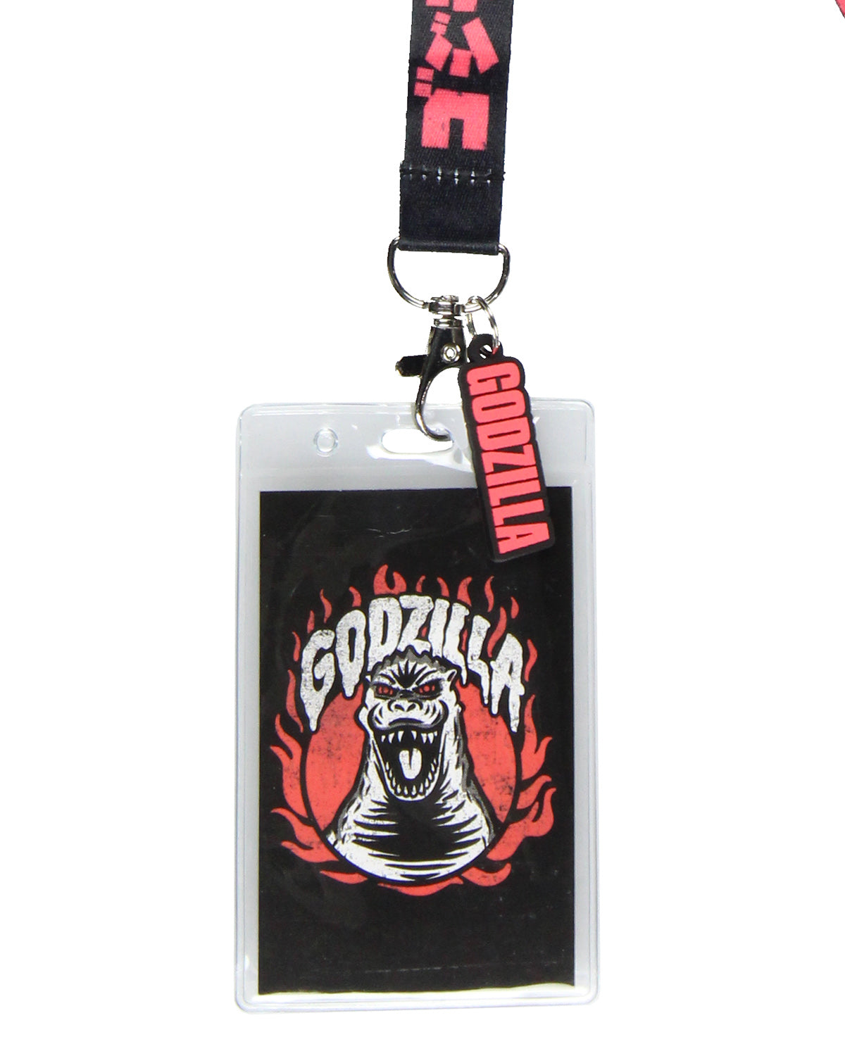 Godzilla Kaiju Gojira ID Reversible Lanyard Badge Holder w Godzilla Charm