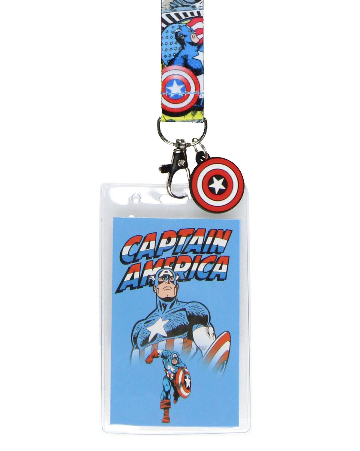 Marvel Captain America Lanyard Badge Holder with 1" Shield Pendant