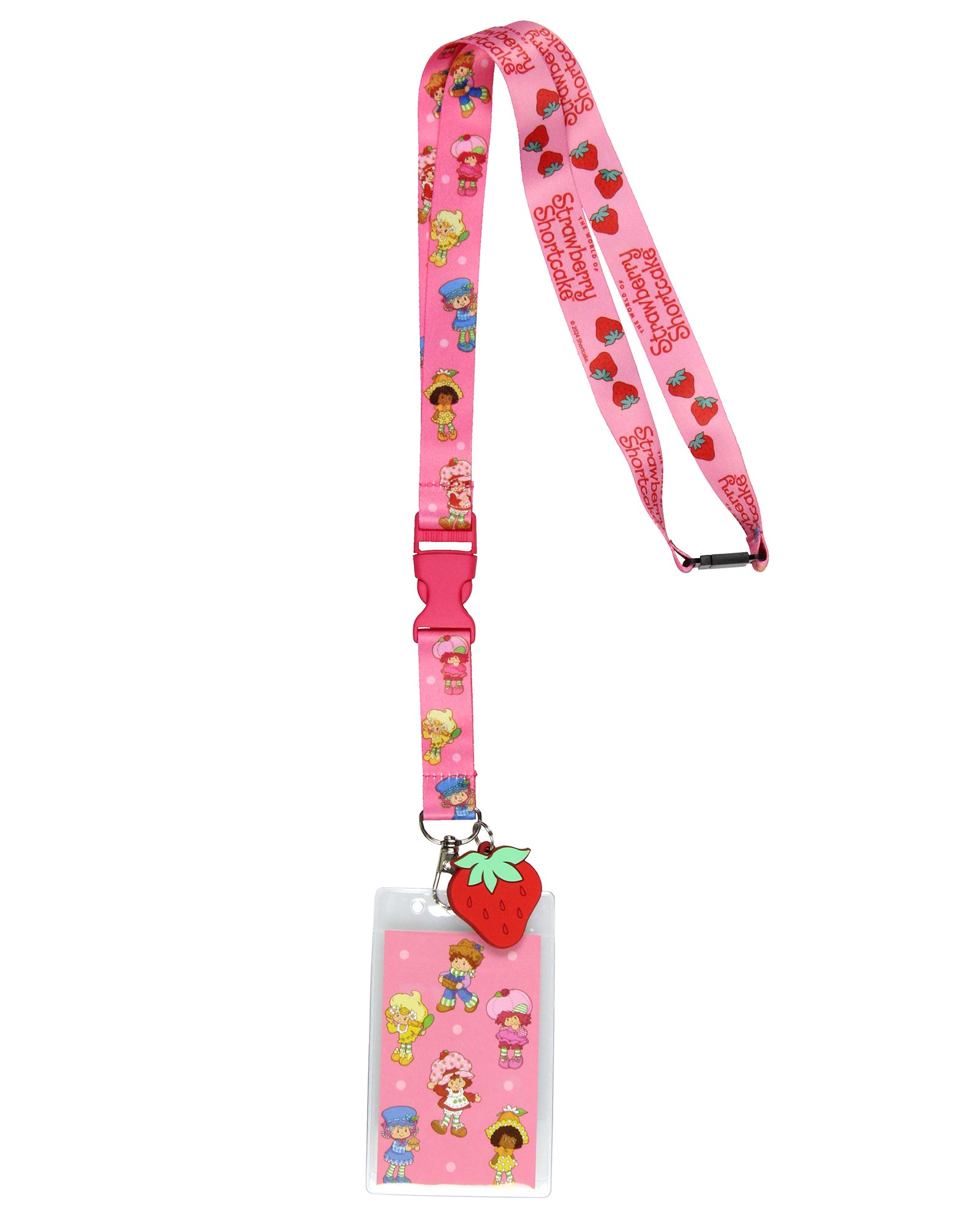 Strawberry Shortcake Lanyard Badge Holder With 2" Strawberry Pendant
