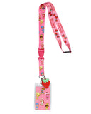 Strawberry Shortcake Lanyard Badge Holder With 2" Strawberry Rubber Pendant