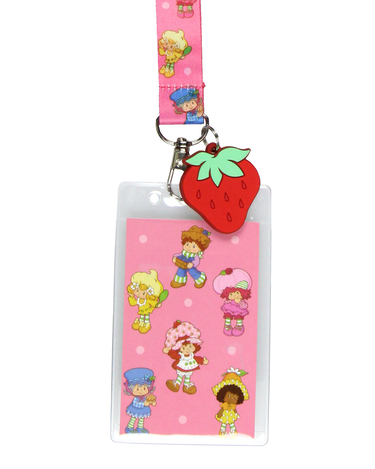 Strawberry Shortcake Lanyard Badge Holder With 2" Strawberry Pendant
