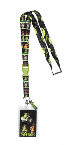 Shrek Ogre and Friends ID Reversible Lanyard Badge Holder w Shrek Rubber Charm