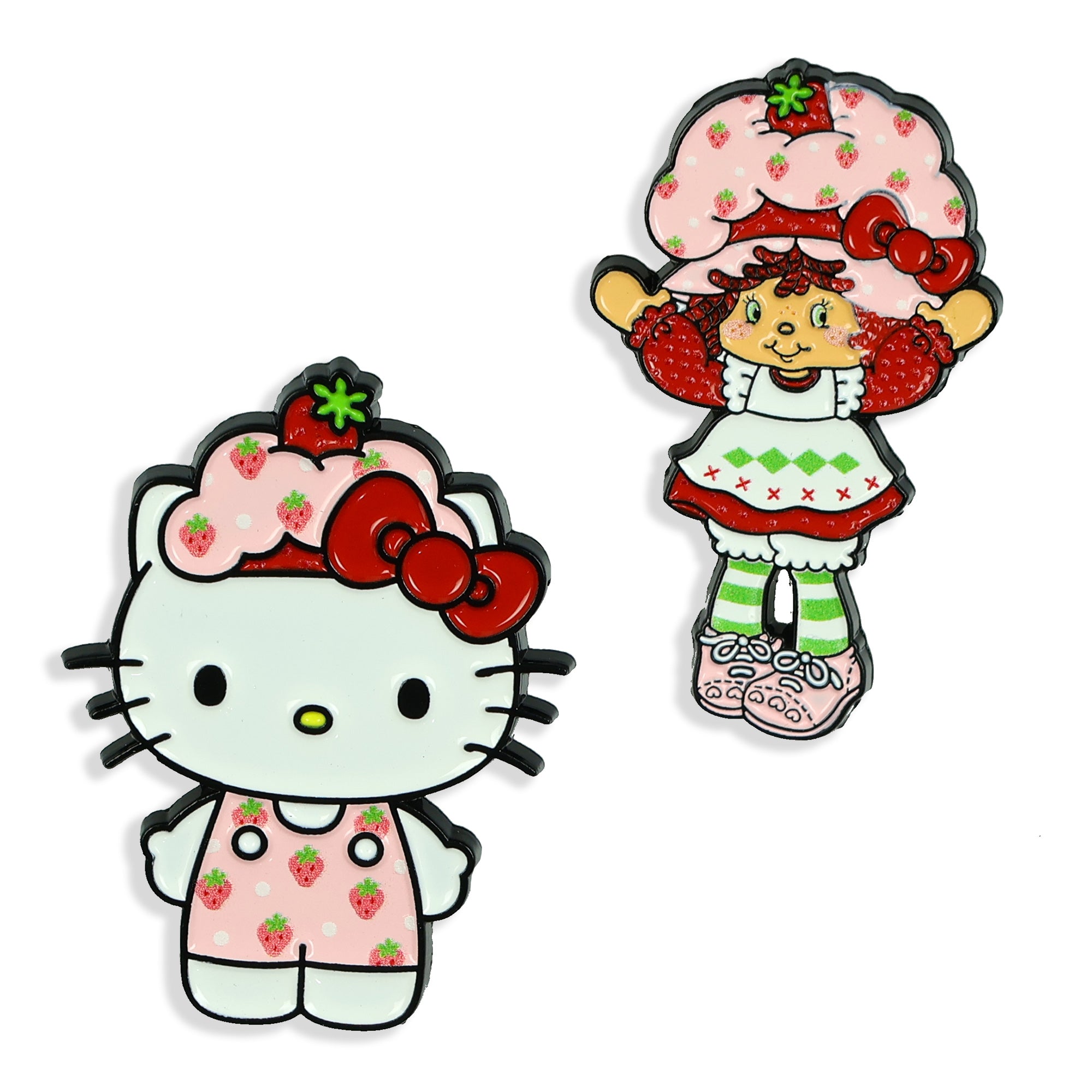 Hello Kitty X Strawberry Shortcake Enamel Lapel Pin 2-Pack Set Shortcake Pin
