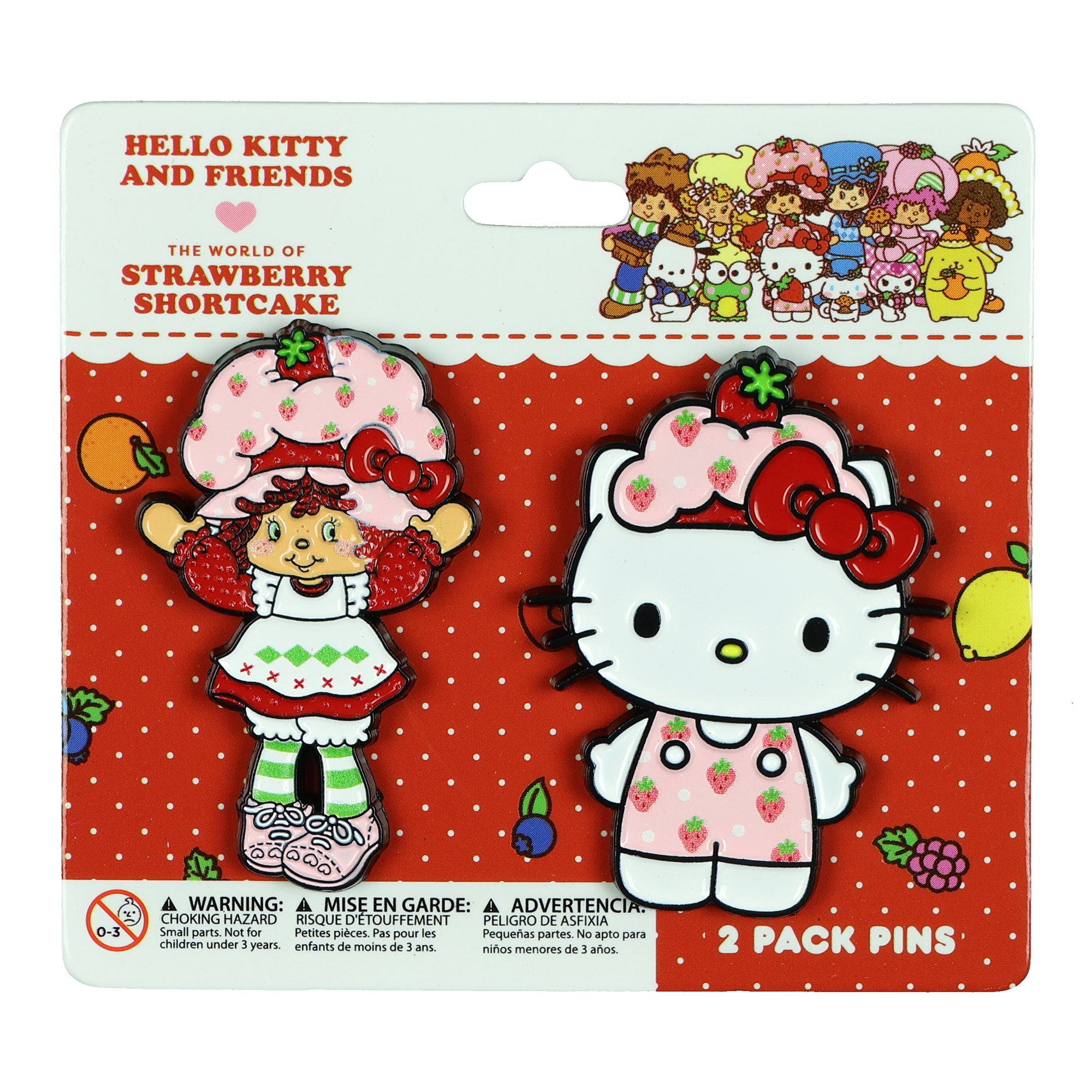 Hello Kitty X Strawberry Shortcake Enamel Lapel Pin 2-Pack Set Shortcake Pin