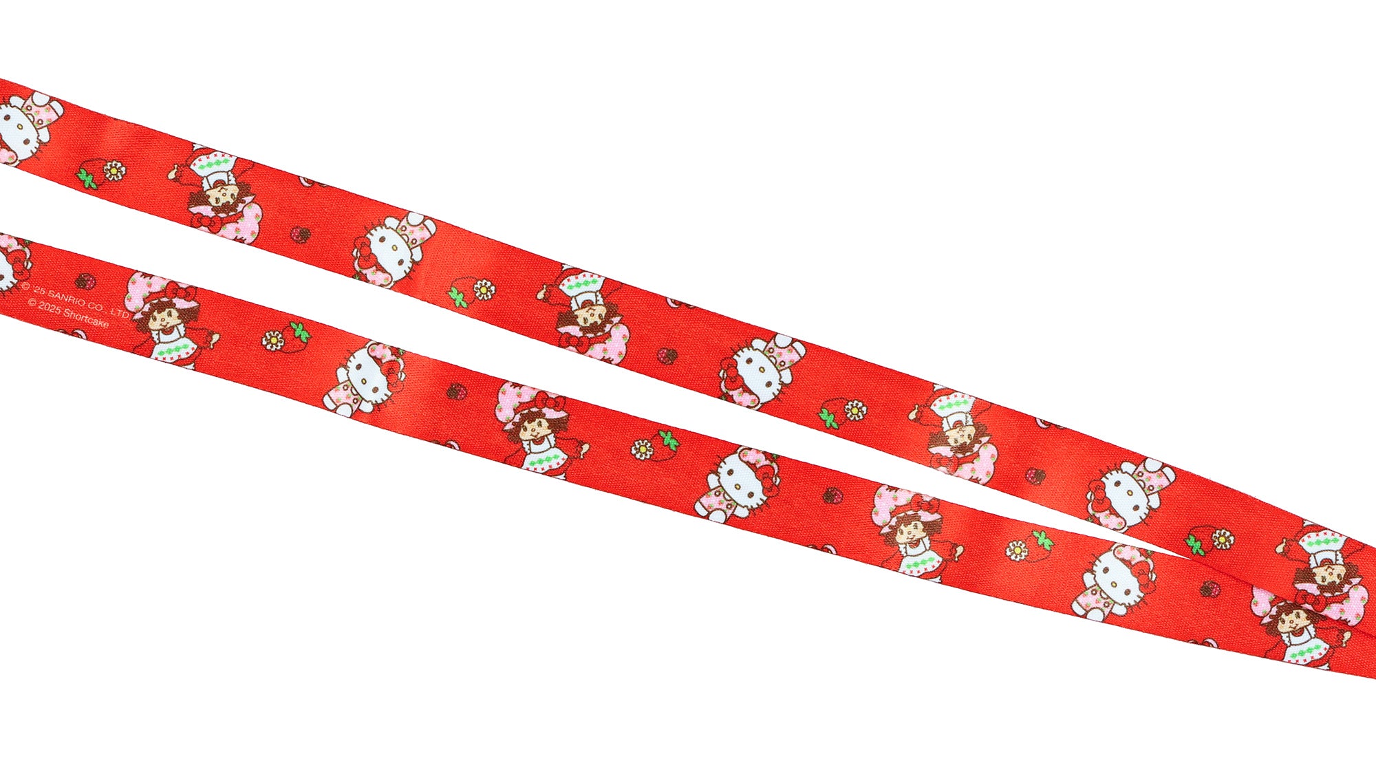 Hello Kitty X Strawberry Shortcake Lanyard with Clear ID Window and Rubber Charm