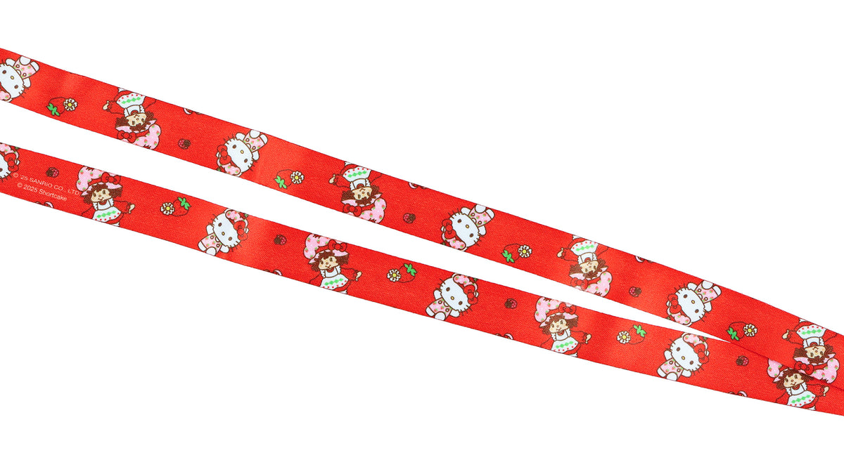 Hello Kitty X Strawberry Shortcake Lanyard with Clear ID Window and Charm