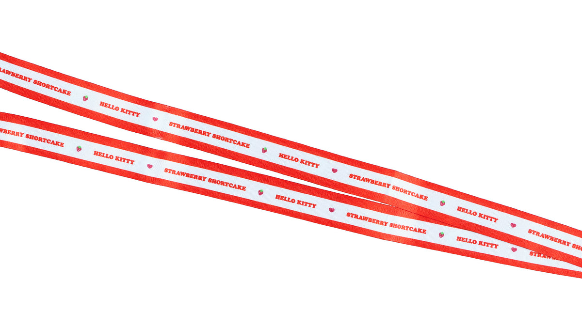 Hello Kitty X Strawberry Shortcake Lanyard with Clear ID Window and Charm