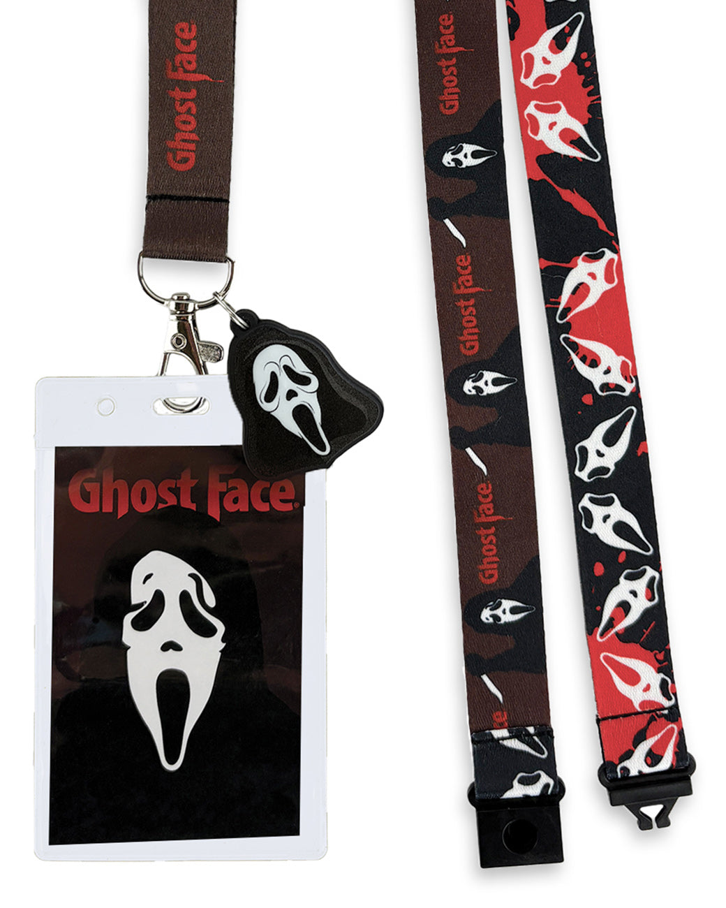 Ghostface Breakaway Lanyard Blood Splatter ID Badge Holder With 2" Charm