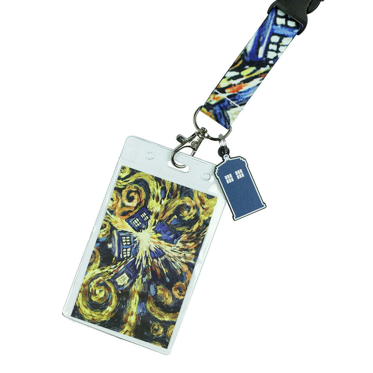 Doctor Who Breakaway Lanyard Exploding TARDIS Badge ID Holder 1.5" TARDIS Charm