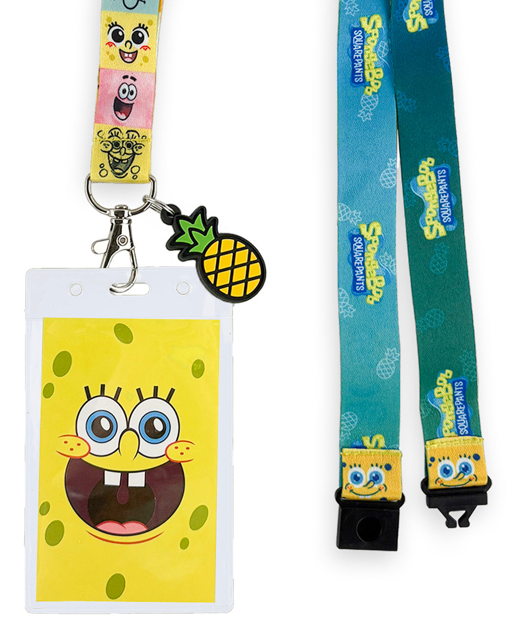 SpongeBob SquarePants Lanyard With Badge ID Holder and 2" Pineapple Charm