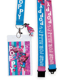 Trolls Lanyard Poppy Hugs Breakaway Badge ID Holder With 1 1/2" Rubber Charm