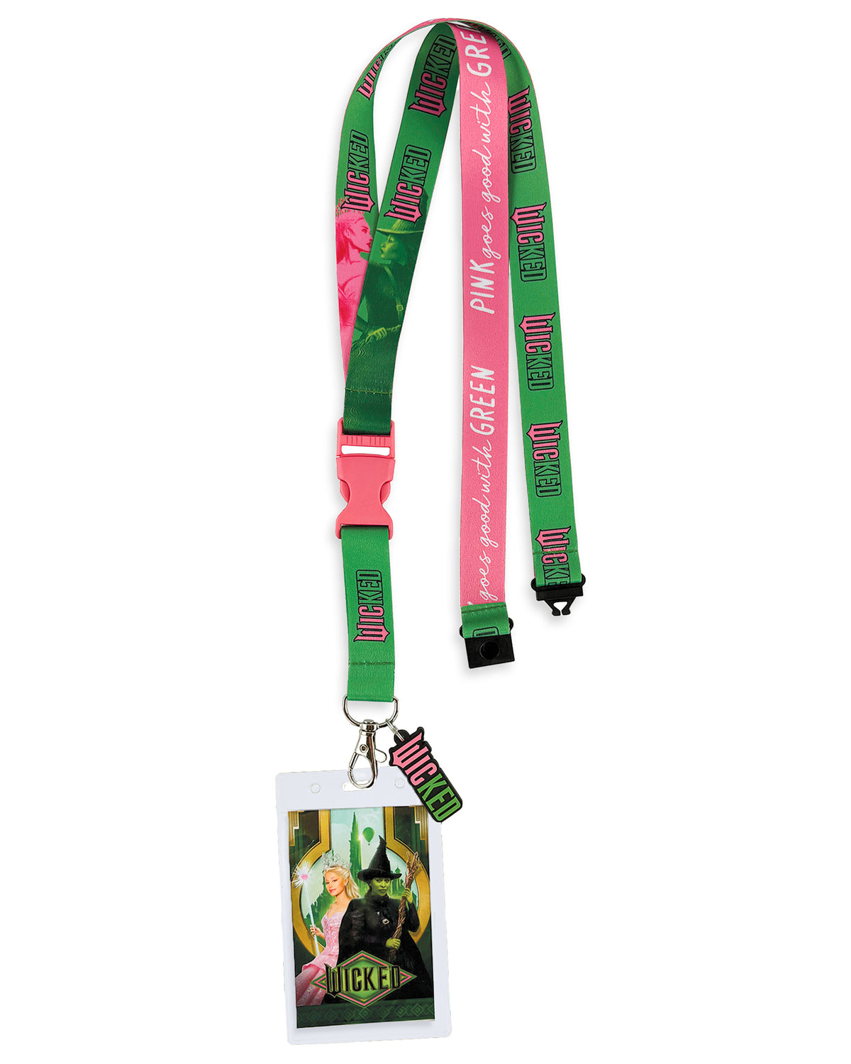 Wicked Brakeaway Lanyard Elphaba Glinda Badge ID Holder With 1 1/2" Charm