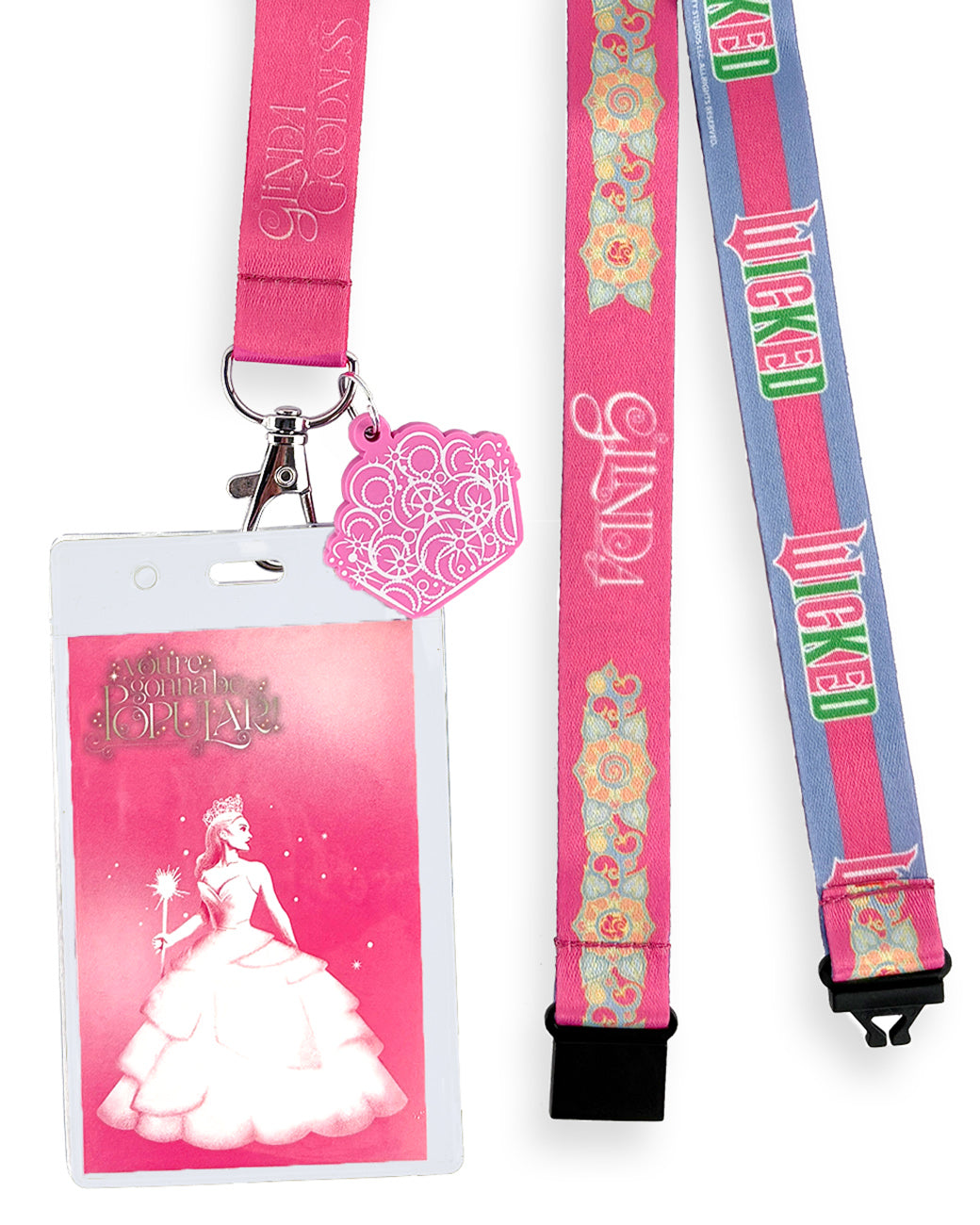 Wicked Lanyard You're Gonna Be Popular Breakaway Clear ID Badge Holder Keychain