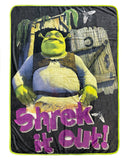 Shrek Blanket With Button Shrek It Out Fleece Throw 45 "X 60"