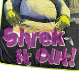 Shrek Blanket With Button Shrek It Out Fleece Throw 45 "X 60"