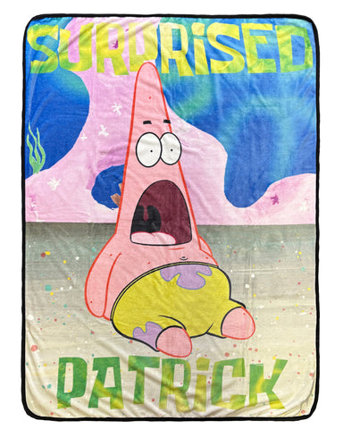 SpongeBob Squarepants Blanket Suprised Patrick Design Plush Fleece Lap Throw