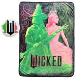 Wicked Blanket With Matching Button Elphaba and Galinda Throw 45" X 60"