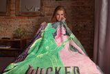 Wicked Blanket With Matching Button Elphaba and Galinda Throw 45" X 60"