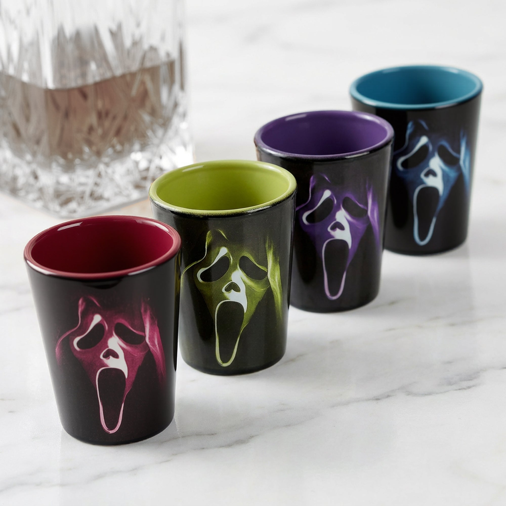 Ghost Face Shot Glasses 4 Pack Horror Movie Standard 1.5 Fluid Oz Cups