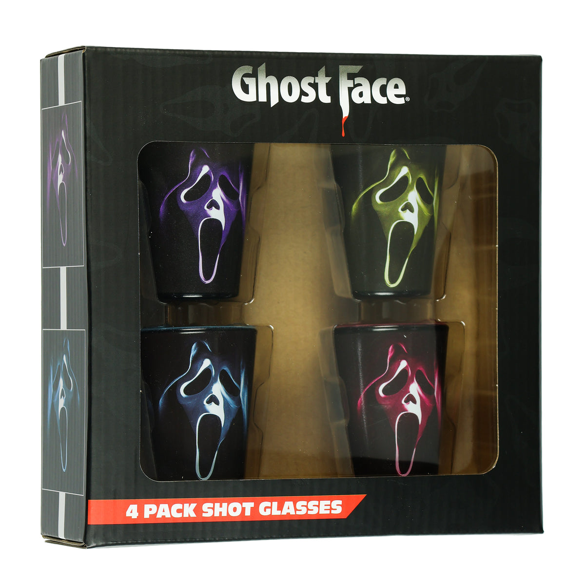 Ghost Face Shot Glasses 4 Pack Horror Movie Standard 1.5 Fluid Oz Cups