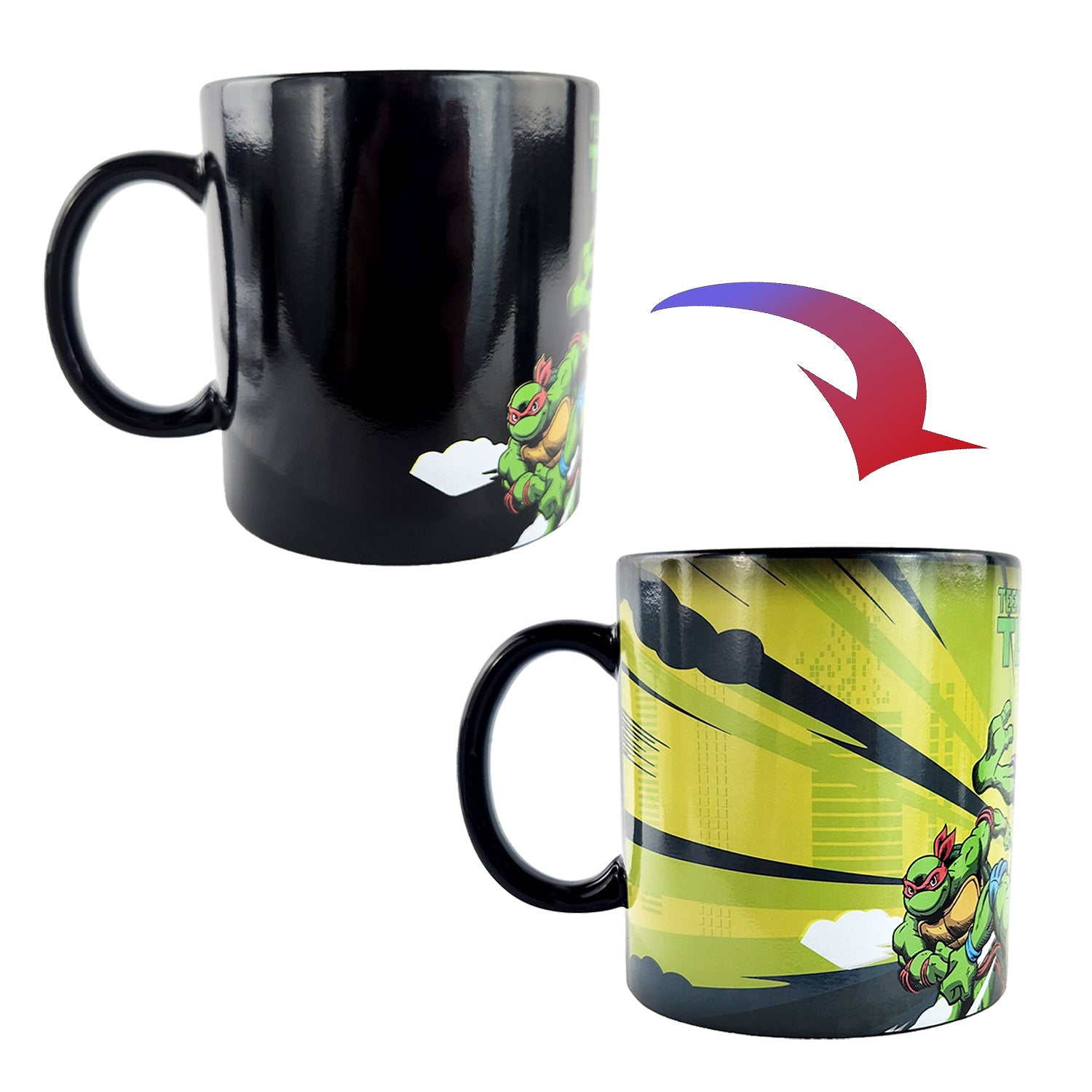 TMNT Ceramic Mug Heat Activated Scene Changing 15 oz Coffee Cup