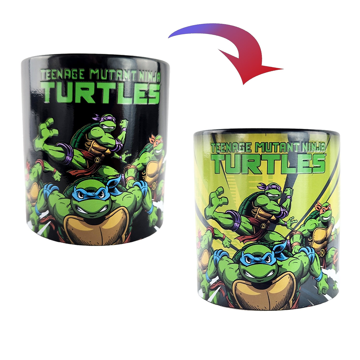 TMNT Ceramic Mug Heat Activated Scene Changing 15 oz Coffee Cup